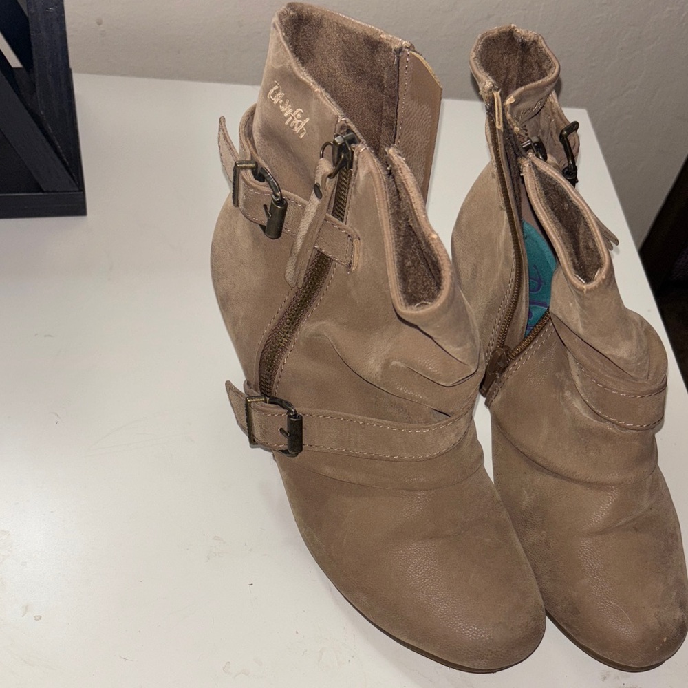 Blowfish Brown Ankle Booties with Buckle Detail